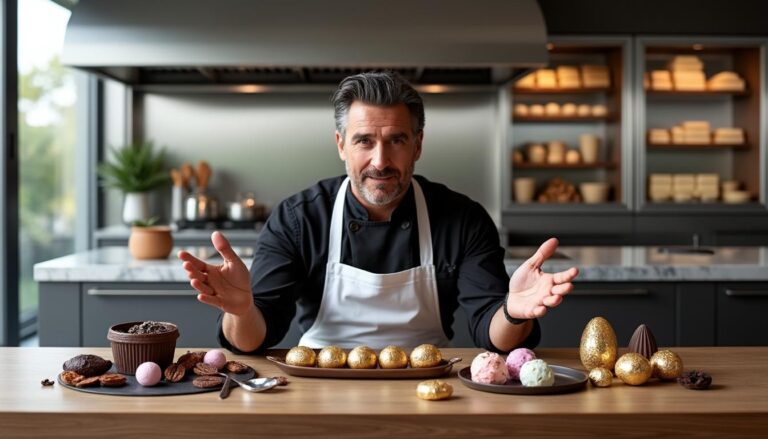 découvrez en exclusivité l'interview de yannick alléno qui dévoile sa nouvelle collection de pâques et partage sa passion sans cesse renouvelée pour le chocolat.